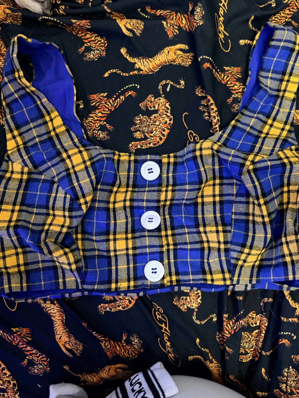 Fashion Nova Blue and Yellow Plaid Button-Front Crop Top